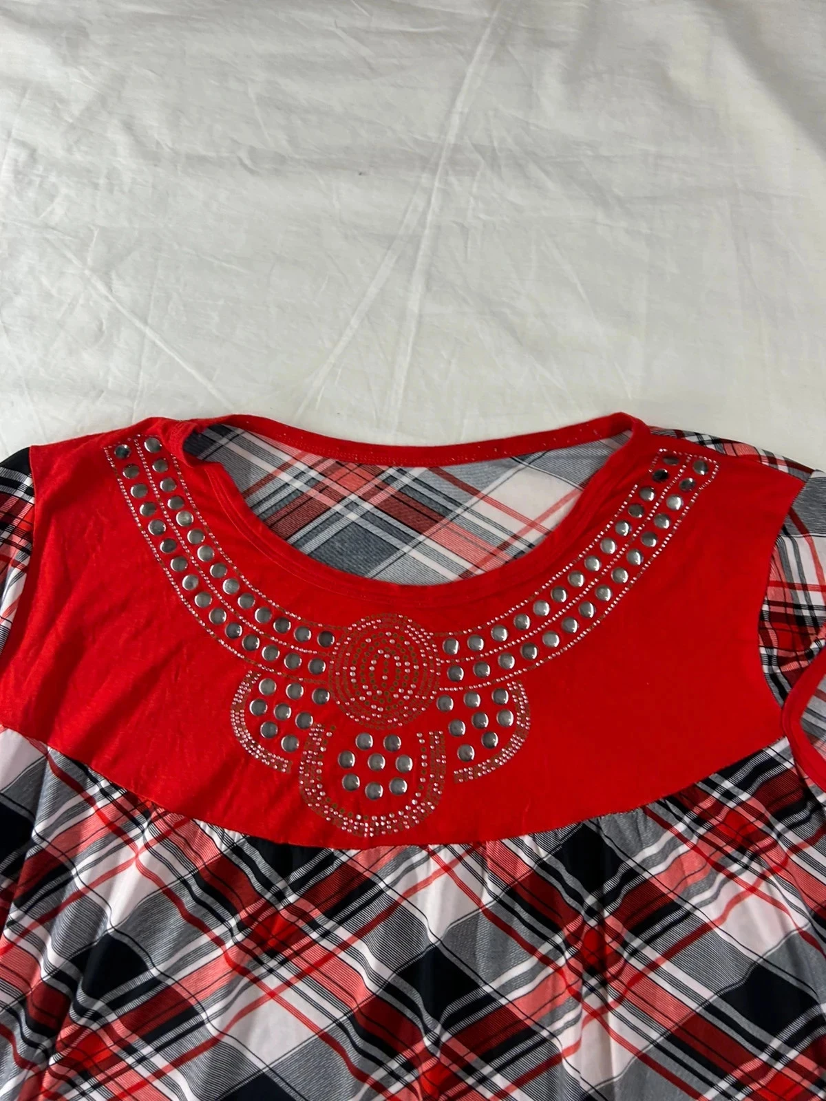 Vestido corto de verano a cuadros rojo vintage – photo 4